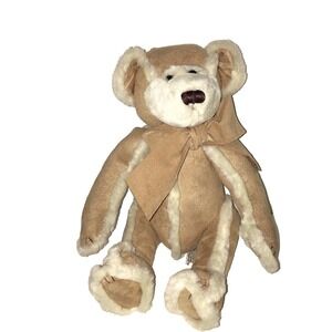 Bath & Body works suede brown tan cream gingerbread teddy bear plush 8"-9"